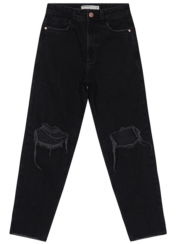 Malwee - Calça Preta Mom em Sarja Feminina 4