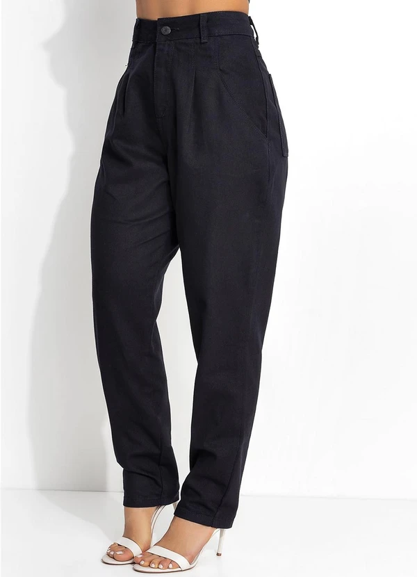 Sawary Jeans - Calça Preta Mom Jeans Sawary