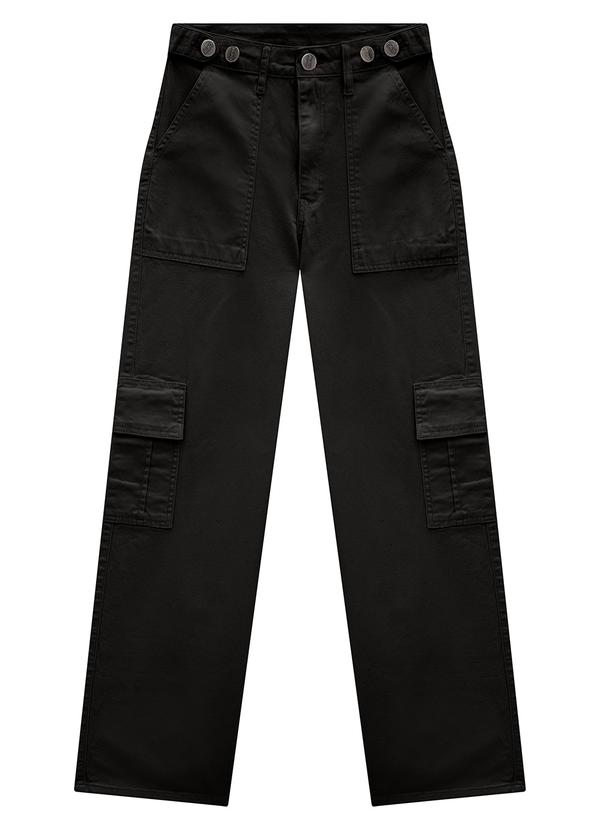 Enfim - Calça Preta Reta 90'S Cargo em Sarja