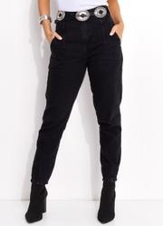 Cala Preta Sawary Mom Jeans com Bolsos