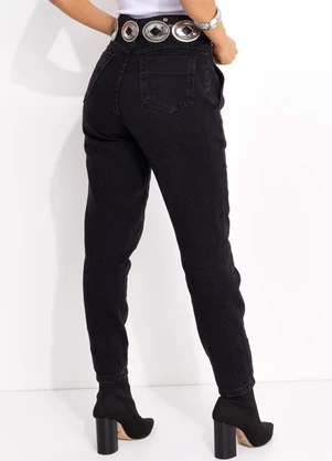 Sawary Jeans - Calça Preta Sawary Mom Jeans com Bolsos - SAWARY JEANS