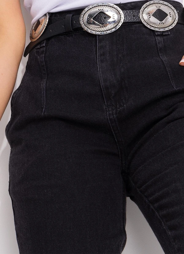 Sawary Jeans - Calça Preta Sawary Mom Jeans com Bolsos 10