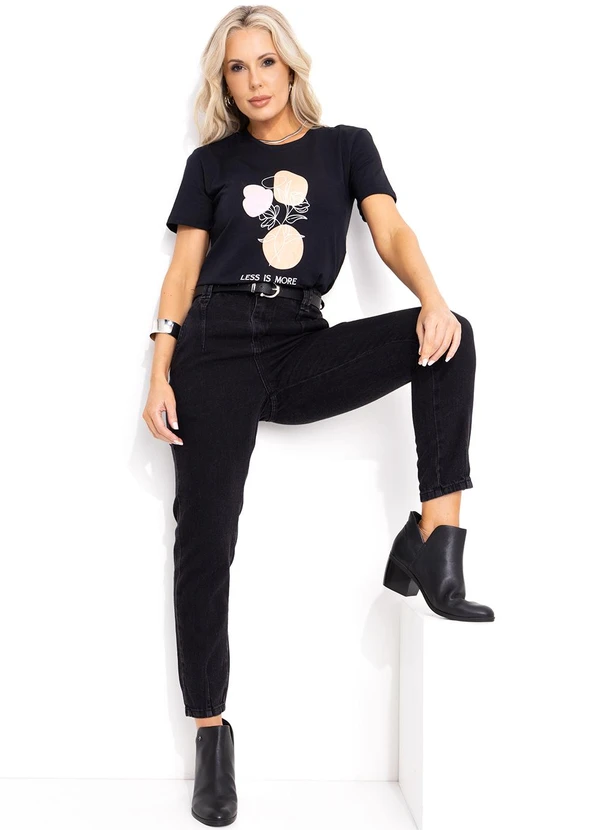 Sawary Jeans - Calça Preta Sawary Mom Jeans com Bolsos 7