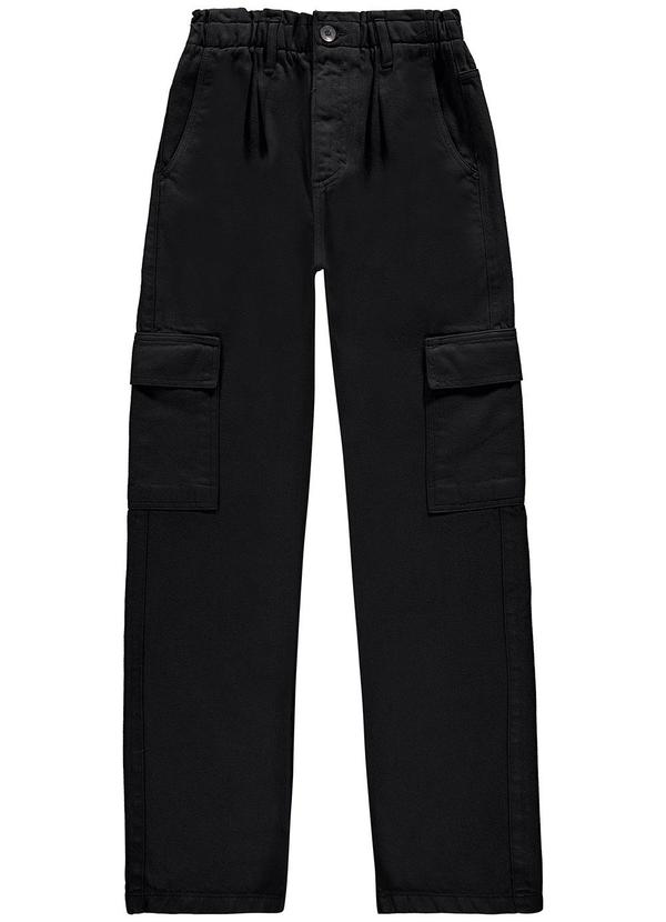 Enfim - Calça Preto Feminina Reta em Sarja