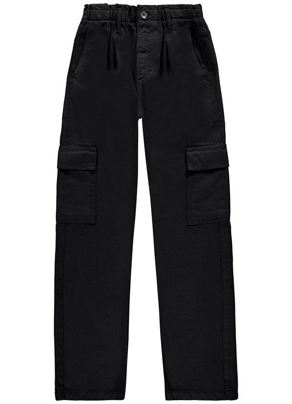 Enfim - Calça Preto Feminina Reta em Sarja