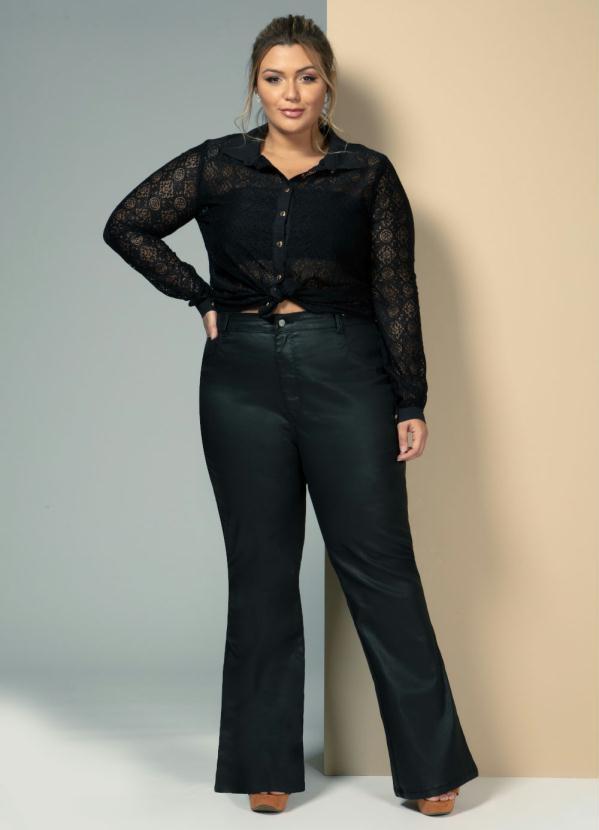 Quintess - Calça Resinada Preta com Bolsos 5