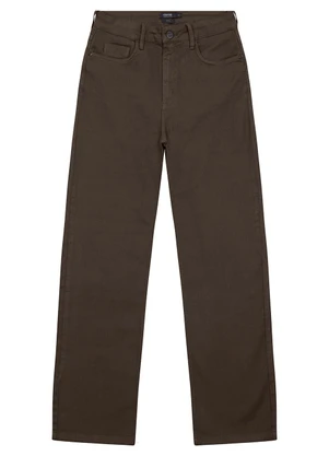 Enfim - Calça Reta em Sarja Cintura Alta Marrom Escuro - ENFIM