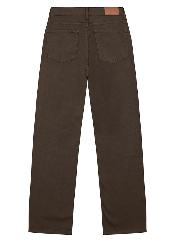 Enfim - Calça Reta em Sarja Cintura Alta Marrom Escuro 2