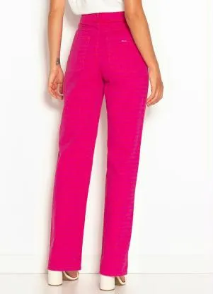 Colcci - Calça Reta Sarja Juliette Estampada Rosa - COLCCI