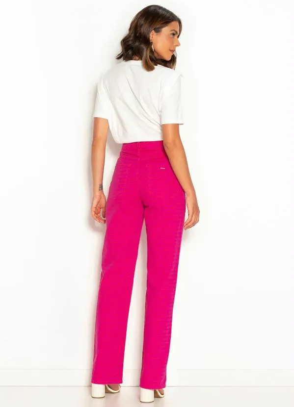 Colcci - Calça Reta Sarja Juliette Estampada Rosa 4