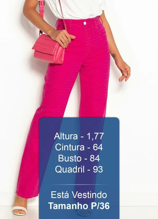 Colcci - Calça Reta Sarja Juliette Estampada Rosa 5