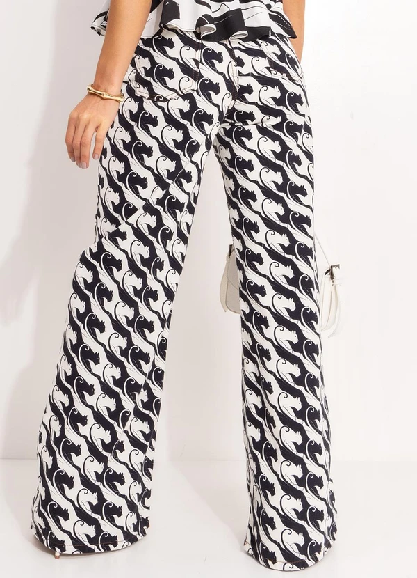 Farm - Calça Reta Sarja Panteras Preto 2