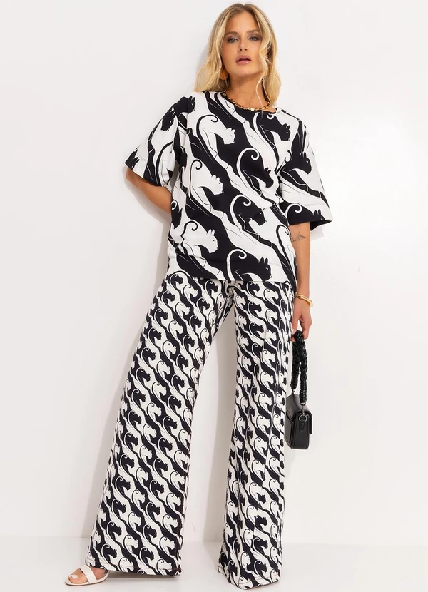 Farm - Calça Reta Sarja Panteras Preto 7