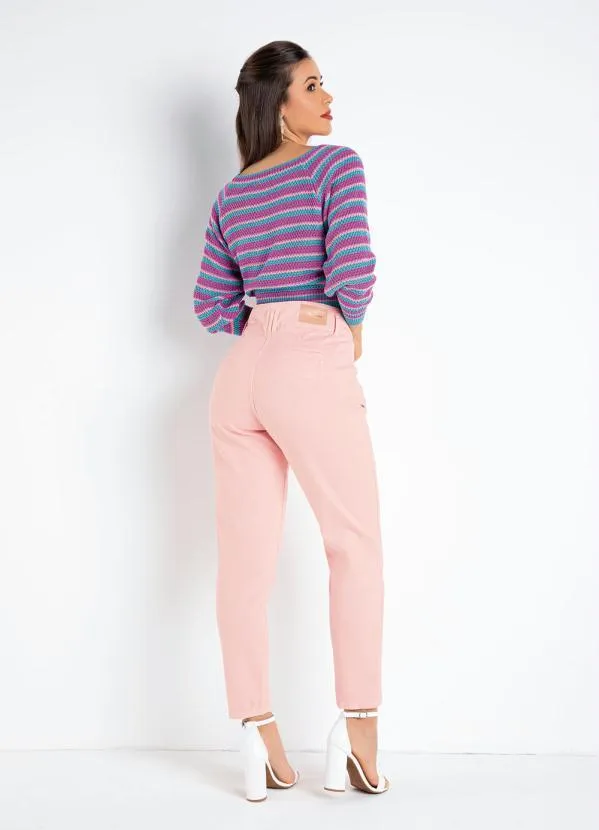 Sawary Jeans - Calça Rosa Mom Jeans com Bolsos Sawary 4