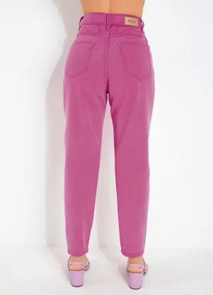 Sawary Jeans - Calça Rosa Mom Jeans com Bolsos Sawary - SAWARY JEANS