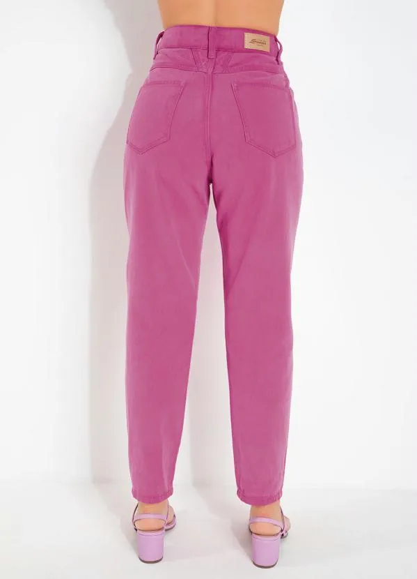 Sawary Jeans - Calça Rosa Mom Jeans com Bolsos Sawary 2