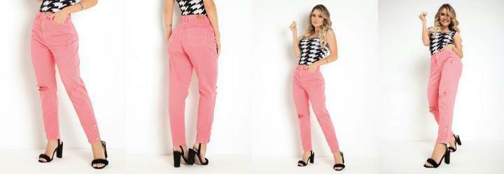 Cala Rosa Mom Jeans com Rasgos Sawary