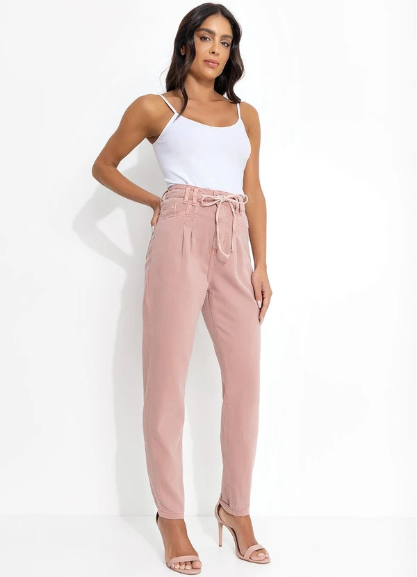 Sawary Jeans - Calça Rosê Mom Jeans Sawary com Cadarço 3