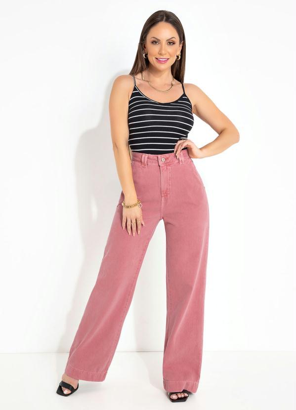 Queima Estoque - Calça Salmão Wide Leg com Bolsos Sawary 3