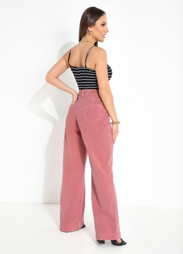 Queima Estoque - Calça Salmão Wide Leg com Bolsos Sawary 4