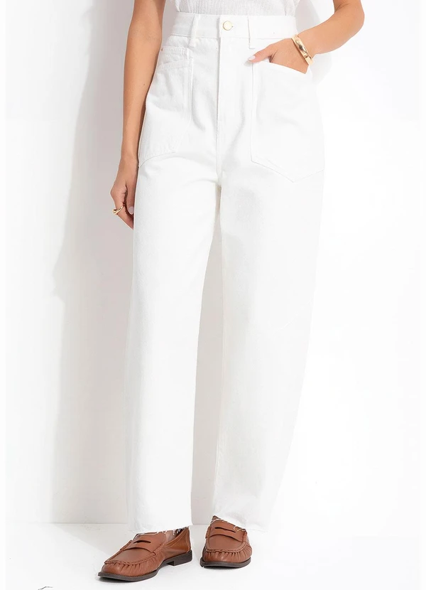 Cantão - Calça Sarja Barrel Branco