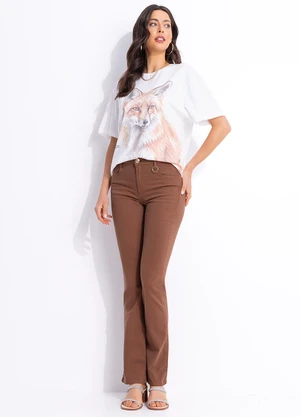 Colcci - Calça Sarja Bia Reta Marrom - COLCCI