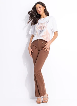 Colcci - Calça Sarja Bia Reta Marrom - COLCCI