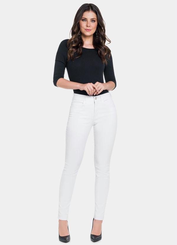 Lunender - Calça Sarja com Elastano Branco 3