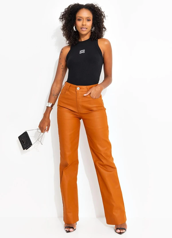 Colcci Jeans - Calça Sarja Juliette Resinada Cj Marrom 4