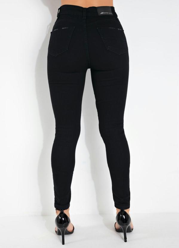 Sawary Jeans - Calça Sarja Preta Sawary Super Lipo com Puídos 2