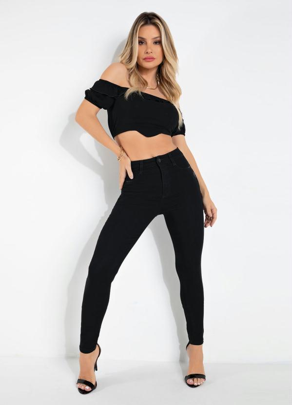 Sawary Jeans - Calça Sarja Preta Sawary Super Lipo com Puídos 4