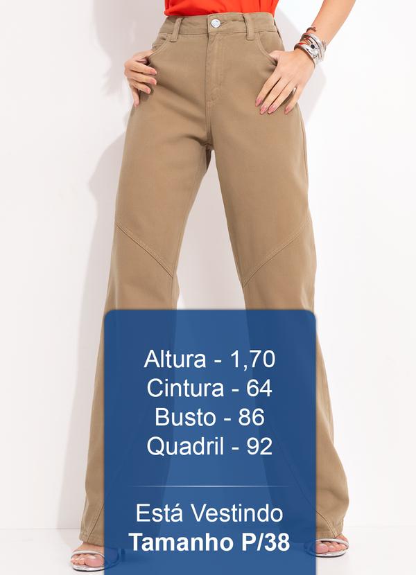 Forum - Calça Sarja Raquel Wide Leg Bege 5
