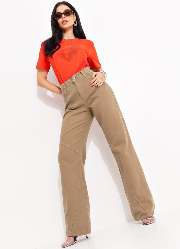 Forum - Calça Sarja Raquel Wide Leg Bege 6