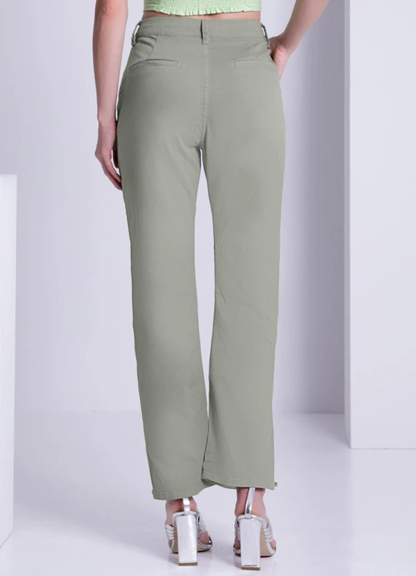 Lunender - Calça Sarja Reta Cropped Chapa Barriga Verde 2