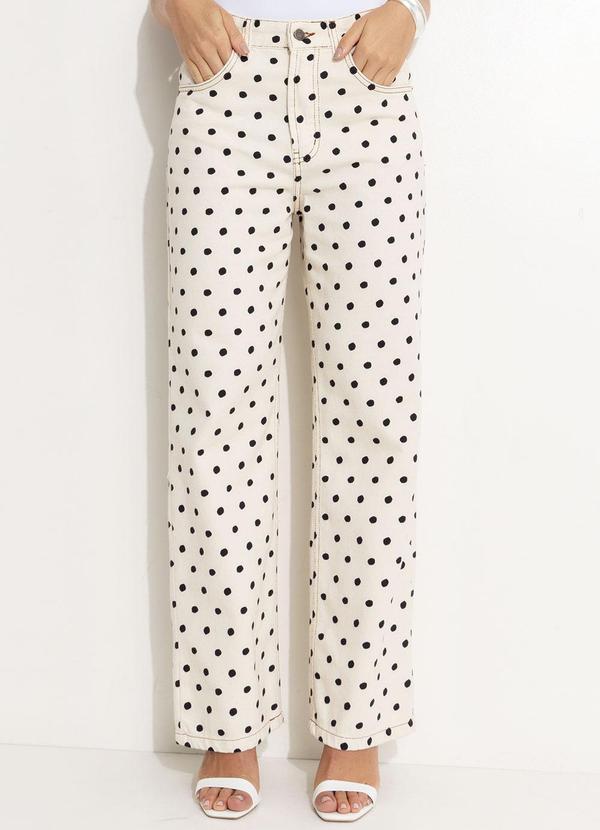 Farm - Calça Sarja Reta Poá Bege