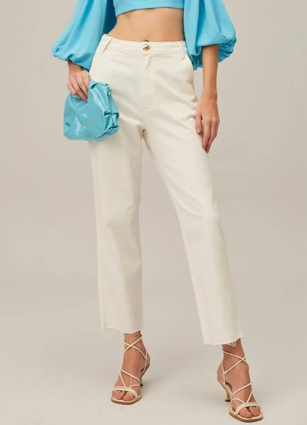 Lança Perfume - Calça Sarja Reta Super High Branco