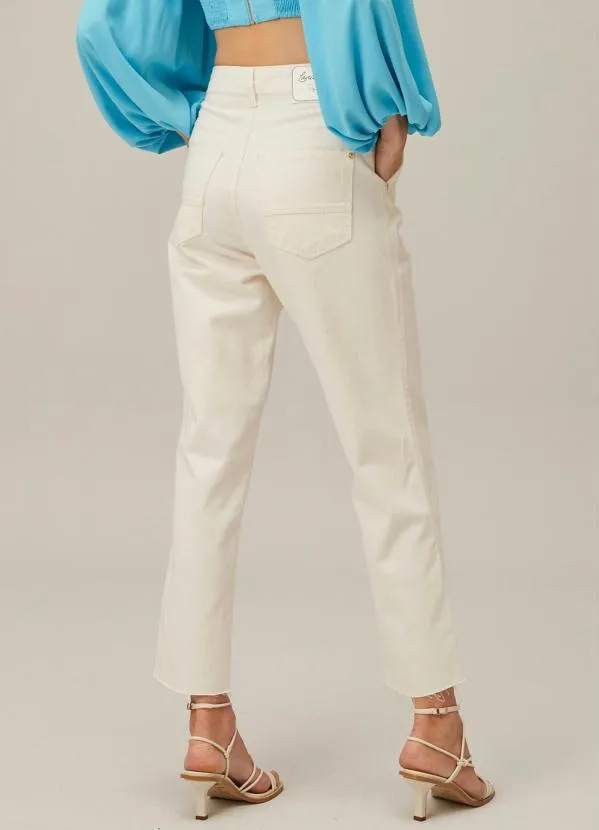 Lança Perfume - Calça Sarja Reta Super High Branco 2