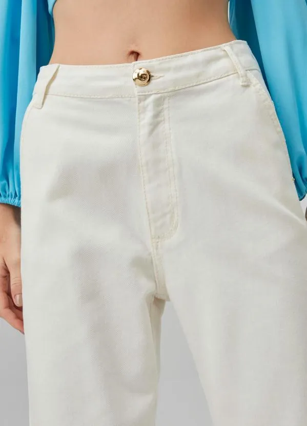 Lança Perfume - Calça Sarja Reta Super High Branco 5