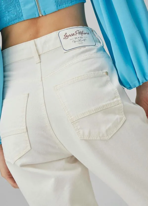 Lança Perfume - Calça Sarja Reta Super High Branco 6