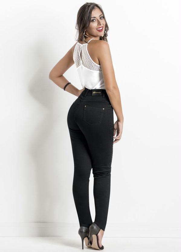 Sawary Jeans - Calça Sarja Sawary Preta Modelo Hot Pants 4