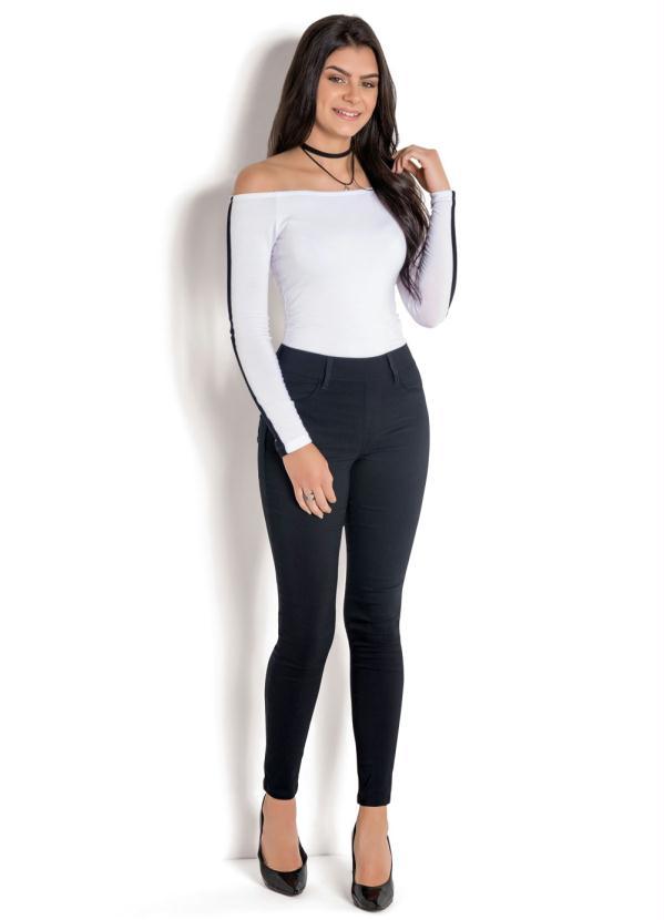 Sawary Jeans - Calça Sawary Cigarrete sem Botão e Zíper Preta 4