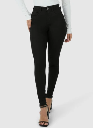 Malwee - Calça Skinny Sarja Flex Cintura Alta Preto - MALWEE