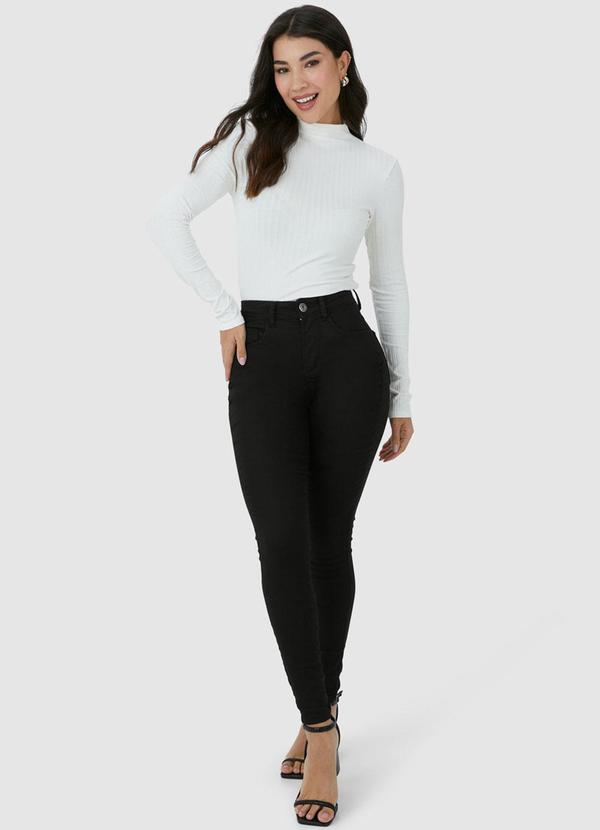 Malwee - Calça Skinny Sarja Flex Cintura Alta Preto 4