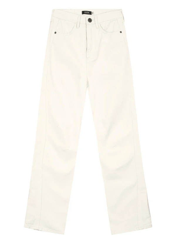 Enfim - Calça Slouchy Cintura Alta em Sarja Off White 3