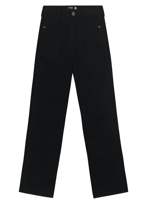 Enfim - Calça Slouchy Cintura Alta em Sarja Preto