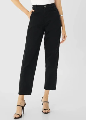 Enfim - Calça Slouchy em Sarja Preto - ENFIM