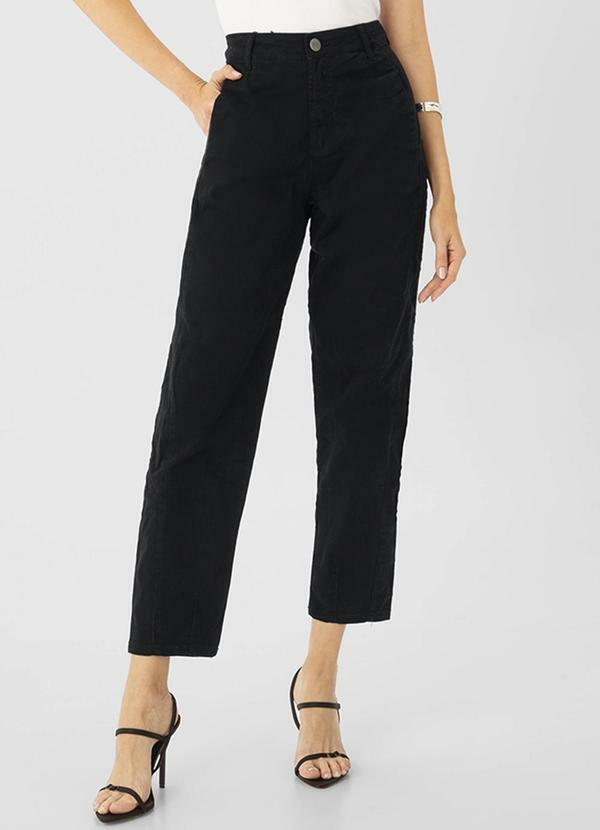 Enfim - Calça Slouchy em Sarja Preto