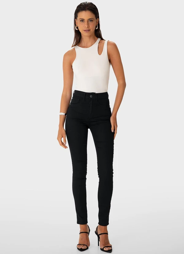 Enfim - Calça Super Skinny em Sarja Preto 2