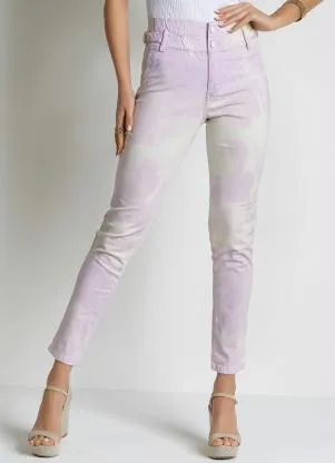 Queima Estoque - Calça Tie Dye Roxa Jogger com Fivela Sawary - QUEIMA ESTOQUE