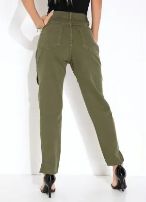 Sawary Jeans - Calça Verde Militar Mom Jeans Sawary - SAWARY JEANS